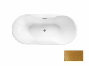 Besco Navia Glam wanna wolnostojąca 160 Złota + maskownica syfonu z przelewem złota WA160NZZ