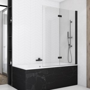 Ronal Sanswiss Solino parawan nawannowy 2-częściowy 90x150 cm prawy czarny mat SOLB2D0900607