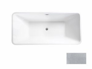 Besco Evita Glam wanna wolnostojąca 160 Srebrna + syfon z przelewem chrom WA160ESR