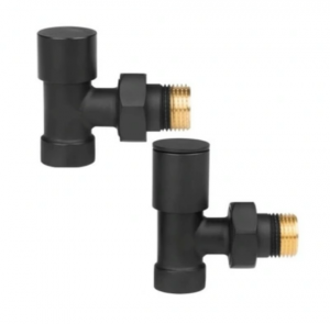 Termix Zestaw zaworów grzejnikowych kątowych do grzejników łazienkowych ZESTGKCZ czarny