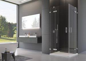 Ronal Sanswiss wejście narożne dwuczęściowe 75-120x200 cm, szkło satyna, profile chrom PUE2GSM11049