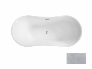 Besco Amber Glam wanna wolnostojąca 170 Srebrna + syfon z przelewem chrom WA170ASR