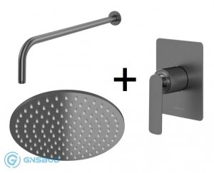 Kohlman Experience Gray Zestaw prysznicowy podtynkowy z deszczownicą 25 cm szczotkowany grafit QW220EGR25