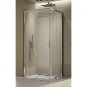 SanSwiss Top-Line S wejście narożne z drzwiami rozsuwanymi 100x100cm profile połysk TLSAC1005007
