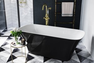 Besco Assos S-Line Matt B&W wanna wolnostojąca czarny mat/biały połysk + klik-klak czarny czyszczony od góry WMMC160ASB