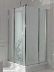 Kerasan Kabina kwadratowa szkło dekoracyjne piaskowane profile chrom 100x100 Retro 9148P0