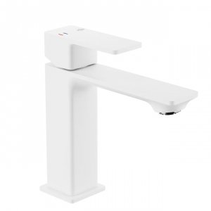 KFA Armatura Dust bateria umywalkowa biała 16.3 cm z korkiem klik-klak 93832044