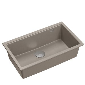 Quadron LOGAN 110 GraniteQ zlewozmywak soft taupe 76x44x23,5 cm 1-komorowy wpuszczany z syfonem manualnym stal szlachetna HQD7644U4BSI