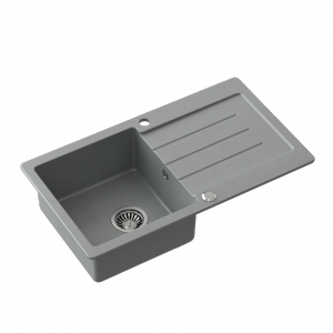 Quadron JOHNNY 111 Steingran zlewozmywak granitowy szary 1-komorowy z/o (77x44x18,5), z syfonem i zaślepką stal szlachetna HCQJ7744SZK