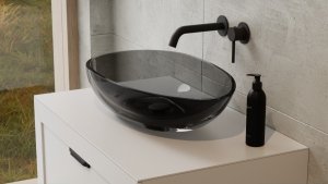 Besco Neya Carbon Grey umywalka nablatowa + maskownica biała UMN60CGW
