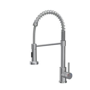 Quadron SALMA NEW SteelQ stalowa bateria kuchenna sprężyna stal szczotkowana z funkcją prysznica 52137BS