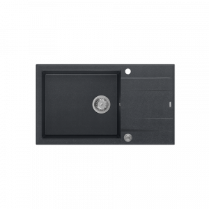 QUADRON EVAN 136 XL GraniteQ zlewozmywak z syfonem Push To Open 1-komorowy z/o (860x500x210; kom. 420x490) black diamond / elementy stalowe HCQE58650U8BSP2O
