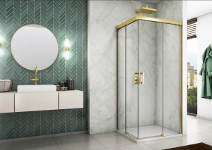 Ronal Sanswiss wejście narożne rozsuwane dwuczęściowe prawe 70x200 cm, szkło przezroczyste, profile GOLD LINE złoty CAE2D0701207