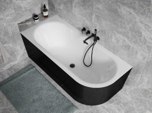 Besco Avita A-line B&W wanna wolnostojąca czarno/biała 170 L + syfon klik-klak biały z przelewem slim WAA17ABLBS