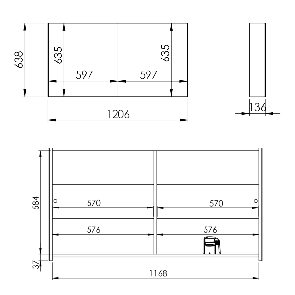 Elita MEDIUM Szafka wisząca z lustrem 120 2D 904660/RE064660000010