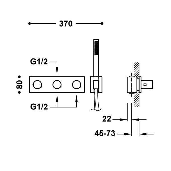 Tres B-SYSTEM Bateria termostatyczna podtynkowa 3-drożna B-system-30735301OR