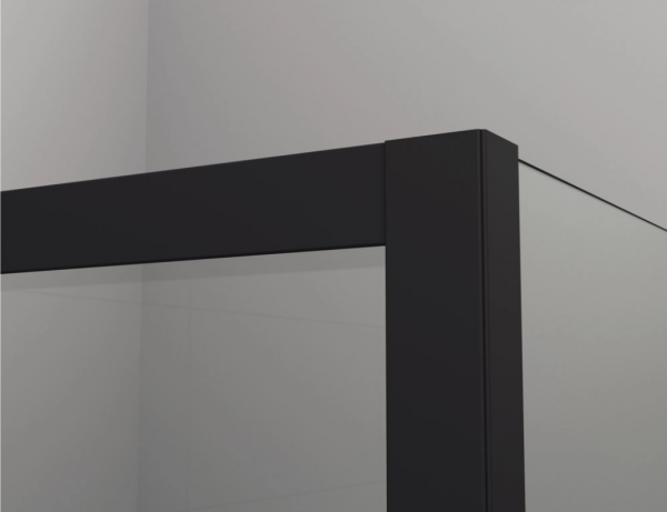 Ronal drzwi jednoczęściowe prawe ze ścianką stałą na wymiar 100-180x0-200 cm, szkło Durlux 200, profile BLACK LINE czarny mat TLS2DSM10622