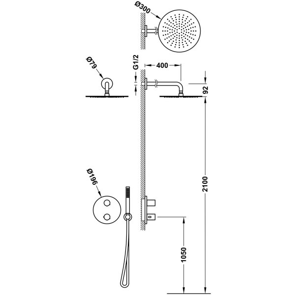 Tres THERM-BOX Zestaw baterii termostatycznej podtynkowej 2-drożnej Therm-box prysznicowej 26235004CA