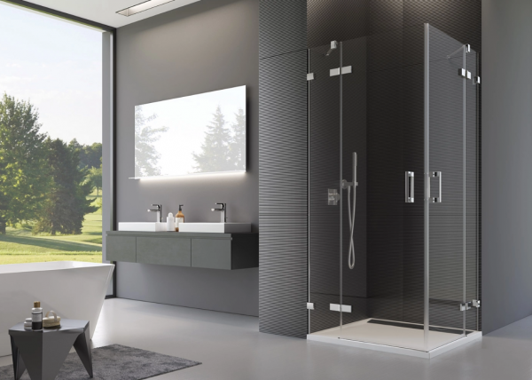 Ronal Sanswiss wejście narożne dwuczęściowe 75-120x200 cm, szkło Master Carré, profile chrom PUE2GSM11030