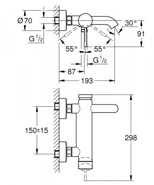 Grohe Essence Bateria wannowa natynkowa stal nierdzewna 25250DC1