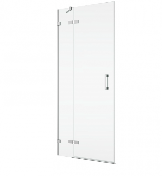 Ronal Sanswiss wejście narożne dwuczęściowe 75-120x200 cm, szkło pas satynowy poziomy, profile chrom PUE2GSM11051