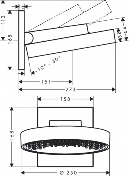 Hansgrohe Rainfinity Głowica 250 z przyłączem ściennym chrom 26227000