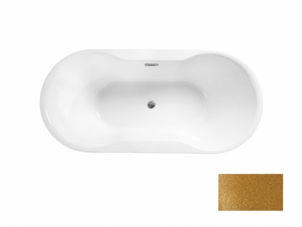 Besco Navia Glam wanna wolnostojąca 140 Złota + maskownica syfonu z przelewem gun metal WA140NZG