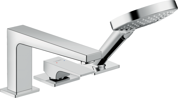 32551000 Hansgrohe Metropol 3-otworowa jednouchwytowa bateria na brzeg wanny z uchwytem jednoramiennym