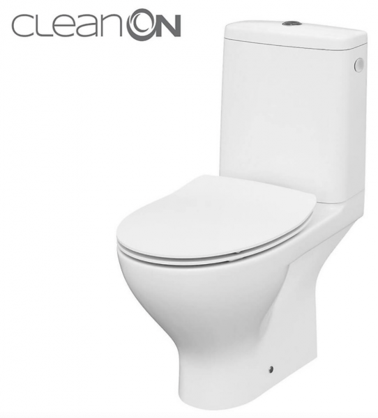 Cersanit Moduo Zestaw Toaleta WC kompaktowa 65,5x35,5x78,5 cm CleanOn ze zbiornikiem 010 z deską sedesową wolnoopadającą Slim, biały K116-001