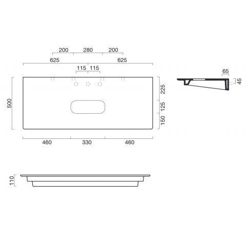 Catalano blat ceramiczny 125x50 bez otworu na baterię czarny mat 1PC12550NS/0831250022