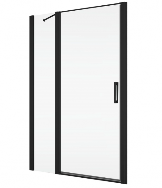 Ronal drzwi wahadłowe jednoczęściowe z elementem stałym w linii 130x200 cm, szkło przezroczyste, profile BLACK LINE czarny mat D22T13080500607