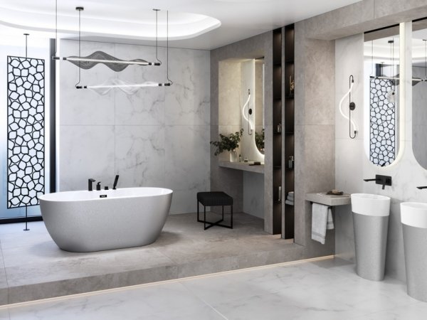 Besco Navia Glam wanna wolnostojąca 150 Srebrna + syfon z przelewem chrom WA150NSR