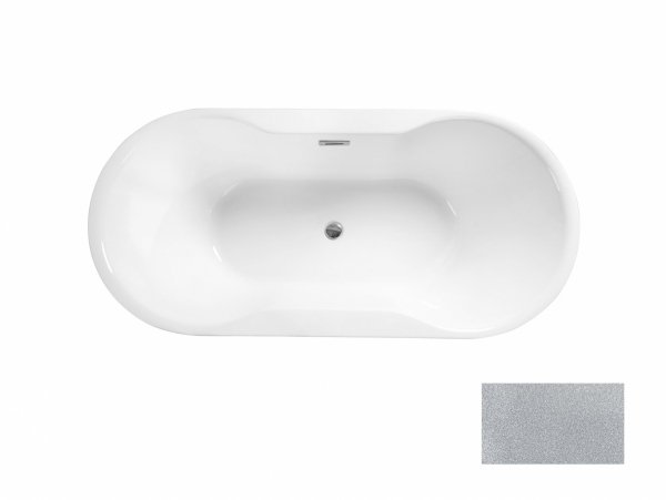Besco Navia Glam wanna wolnostojąca 160 Srebrna + maskownica syfonu z przelewem gun metal WA160NSG