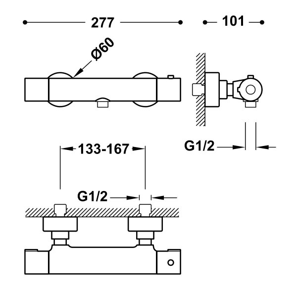 Tres Base-Tres Plus Bateria termostatyczna natryskowa 21616401