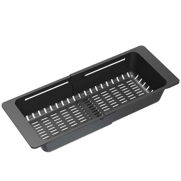 Quadron Wkładka do zlewozmywaka / regulowana szerokość 320-460 x185 mm czarny + czarne uchwyty B3218BL
