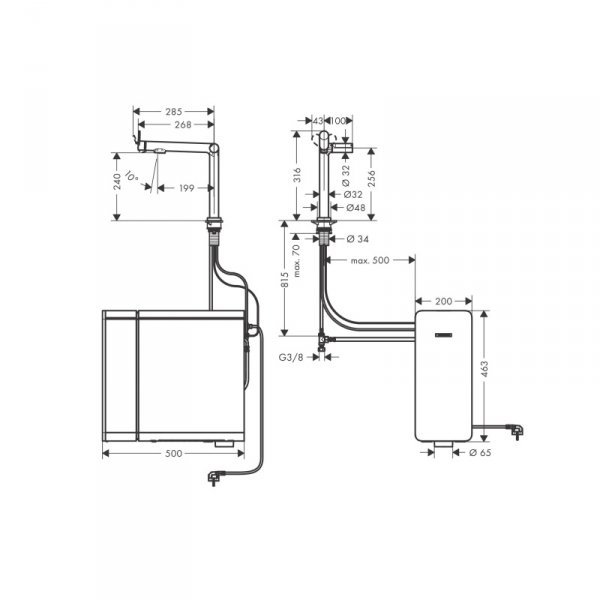 Hansgrohe Aqittura M91 SodaSystem 240 Bateria kuchenna wysoka z filtrem chrom 76837000