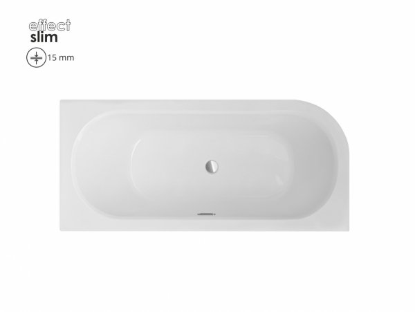 Besco Avita Slim+ wanna asymetryczna 150 Prawa + syfon z przelewem złoty WAV150PPZ