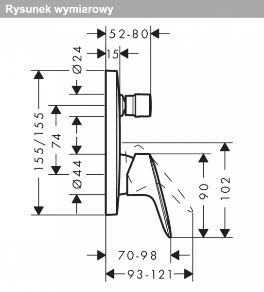 Hansgrohe Logis Jednouchwytowa bateria wannowa zgodna z normą EN 1717, podtynkowa do iBox universal czarny mat 71407670