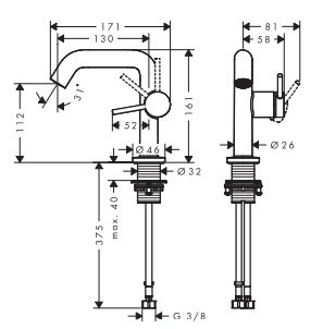Hansgrohe Tecturis S Jednouchwytowe baterie umywalkowe Fine z CoolStart Brąz Szczotkowany 73321140