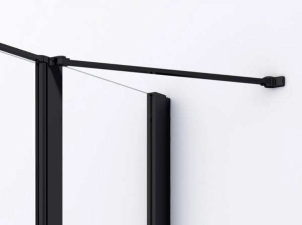 Ronal drzwi wahadłowe jednoczęściowe ze ścianką stałą w linii 140x200 cm, szkło przezroczyste, profile BLACK LINE czarny mat D22T31100400607