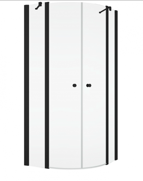 Ronal kabina półokrągła dwuczęściowa 90x200 cm, szkło przezroczyste, profile BLACK LINE czarny mat SOR550900607