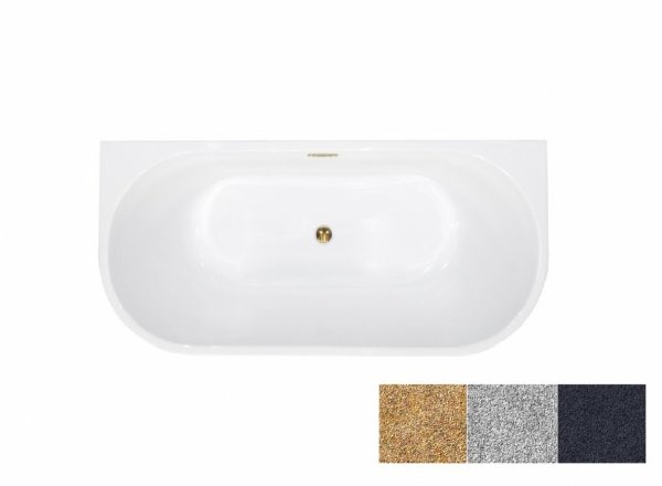 Besco Vica New Glam Złoty wanna wolnostojąca 160 +  klik-klak złoty z przelewem slim WA160VNZC
