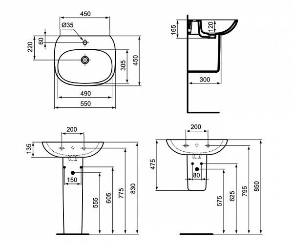 Ideal Standard Tesi Umywalka 55 cm - Light design, Biały T352301
