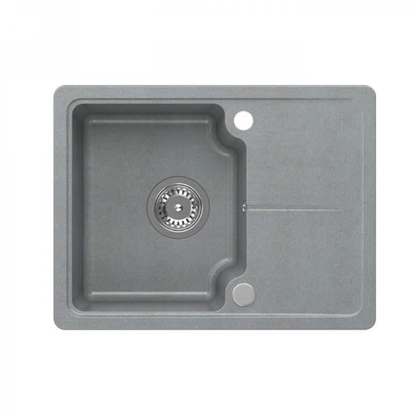 Quadron BABY JOHNNY 116 GraniteQ zlewozmywak granitowy silver stone (szary) 1-komorowy z/o (58x44x18), z syfonem i zaślepką stal szlachetna HCQBJ5844SZK