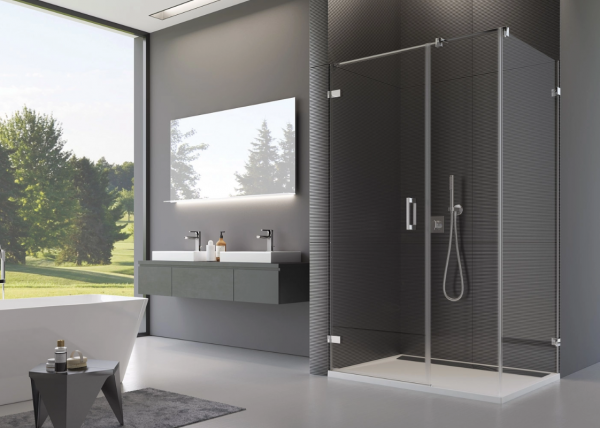 Ronal Sanswiss ścianka boczna 90° lub w linii 30-100x0-200 cm, szkło Durlux 200, profile chrom PURDT3SM21022