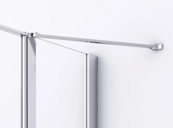 Ronal drzwi wahadłowe dwuczęściowe na wymiar ze ścianką stałą w linii 150,1-180x0-200 cm, szkło przezroczyste, profile Srebrny połysk D22T32SM25007