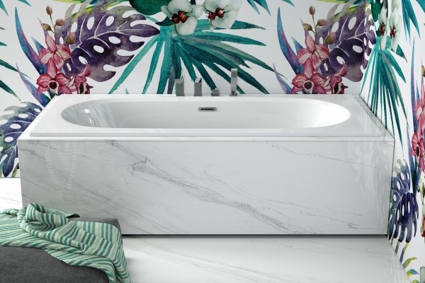 Besco Vitae Slim + wanna prostokątna 170x75cm + syfon z przelewem gun metal WAV170SG+