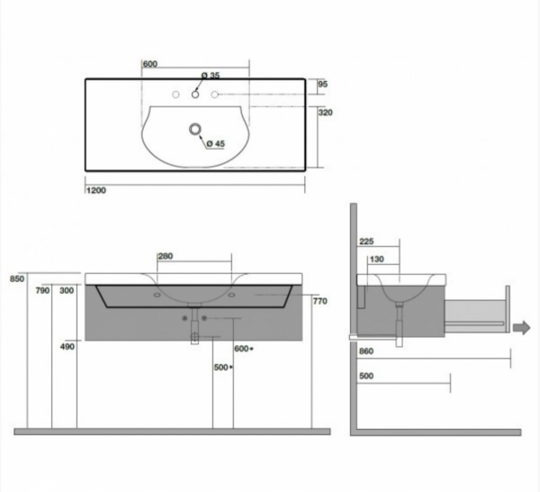 Kerasan Bentley Drewniana szafka podumywalkowa 120x50 cm, ciemne drewno 917647