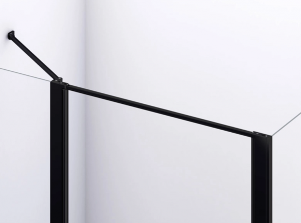Ronal drzwi wahadłowe jednoczęściowe ze ścianką stałą w linii 150x200 cm, szkło przezroczyste, profile BLACK LINE czarny mat D22T31100500607