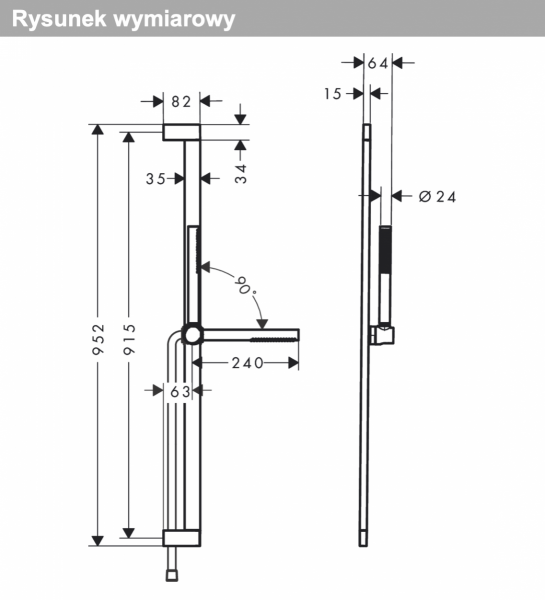 Hansgrohe Pulsify S Zestaw prysznicowy 100 1jet EcoSmart z drążkiem 90 cm biały mat 24382700